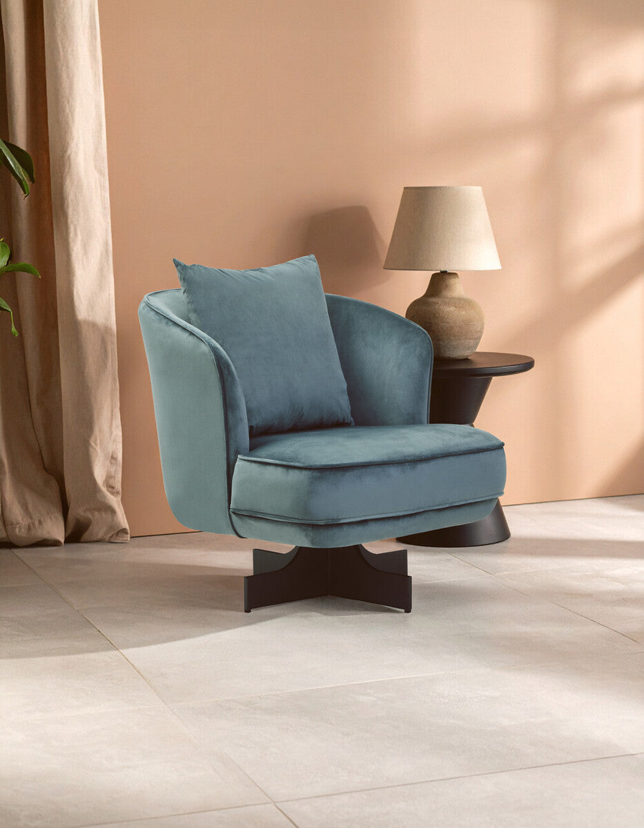 Hale Azure Velvet Revolving Chair