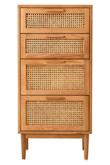Lyon Rattan and Oak Three Drawer Wood Chest