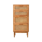 Lyon Rattan and Oak Three Drawer Wood Chest