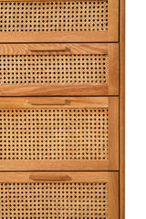 Lyon Rattan and Oak Three Drawer Wood Chest