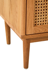 Lyon Rattan and Oak Three Drawer Wood Chest