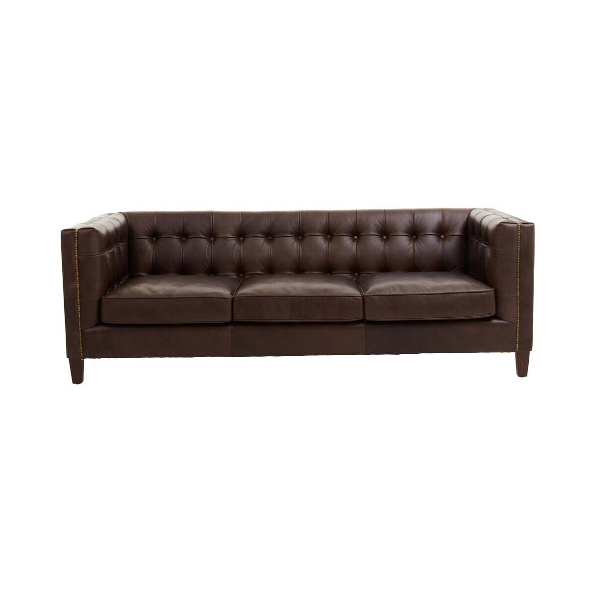 King Three Seater Tufted Back Leather Sofa