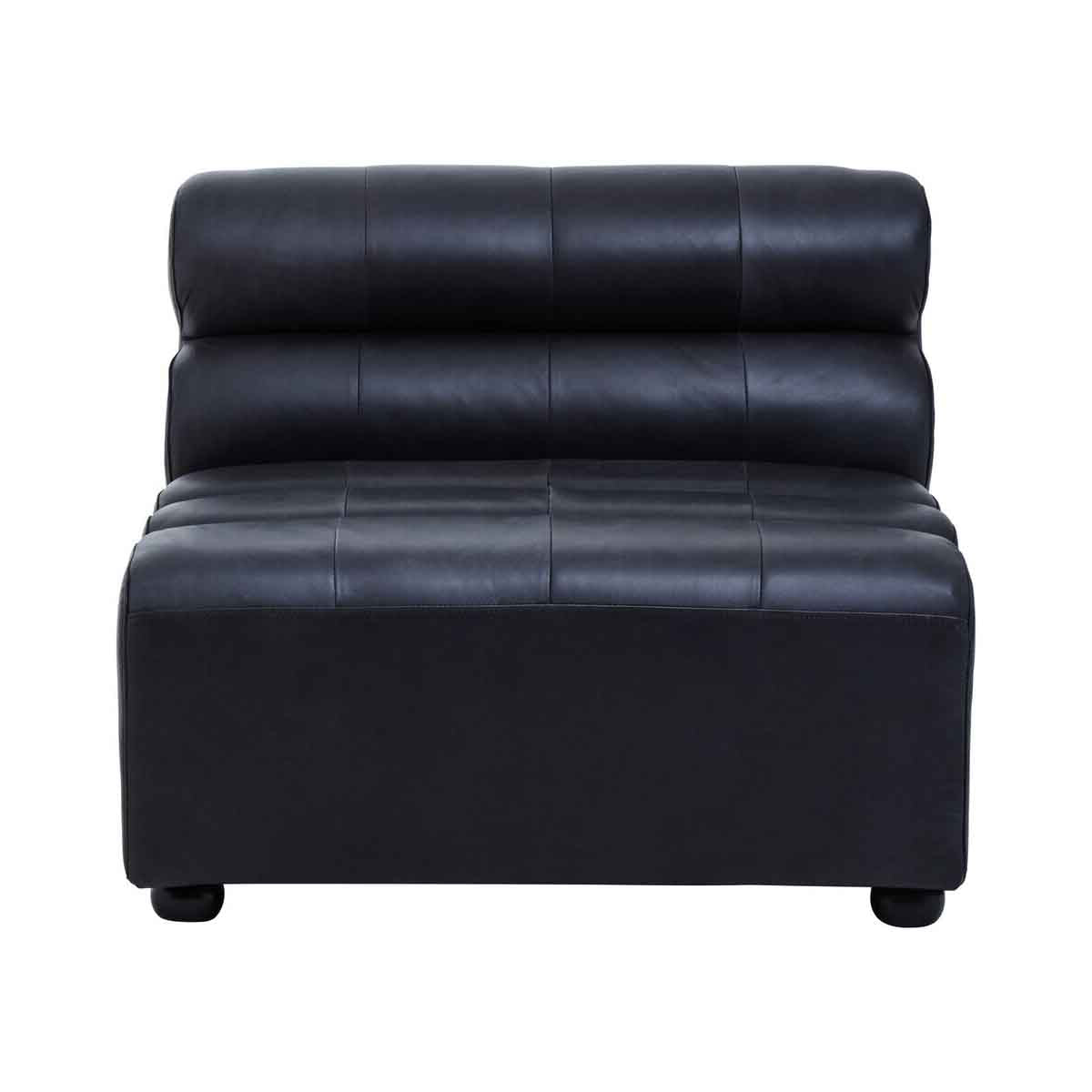 King Armless Distressed Slate Leather Sofa Chair