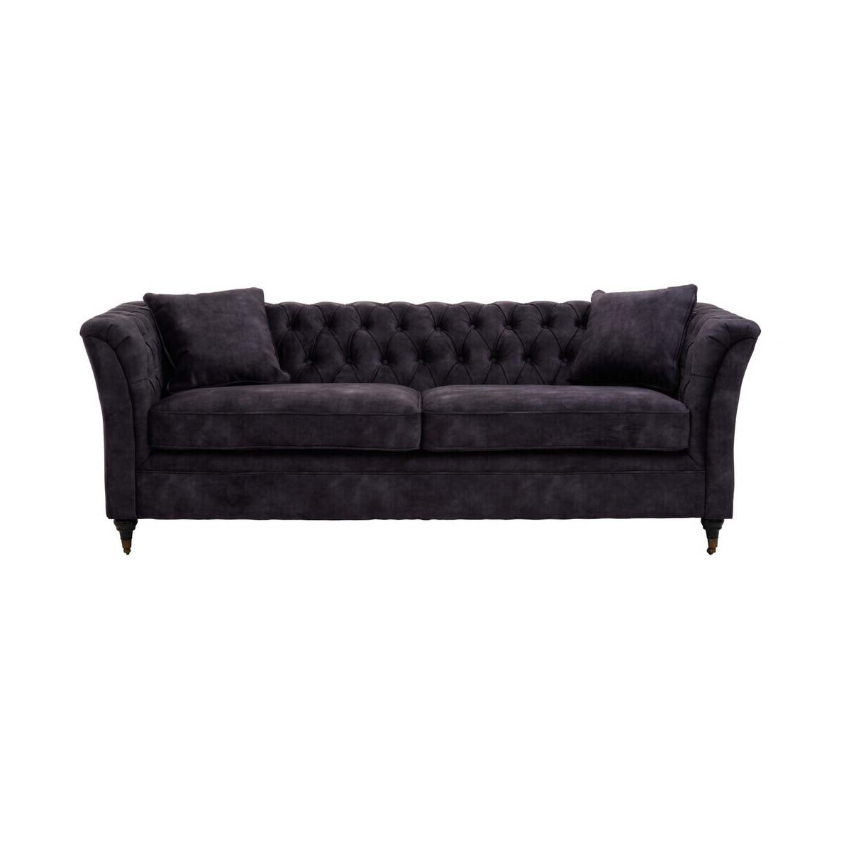 Sabrina Three Seat Grey Velvet Sofa