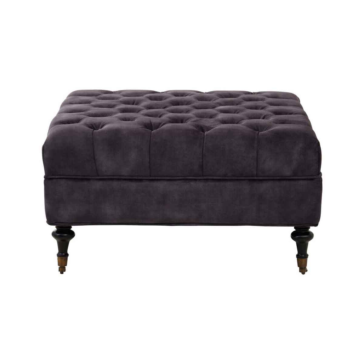 Sabrina Grey Velvet Ottoman