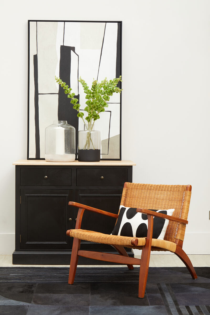 Java Brown Finish Natural Rattan Woven Chair