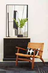 Java Brown Finish Natural Rattan Woven Chair