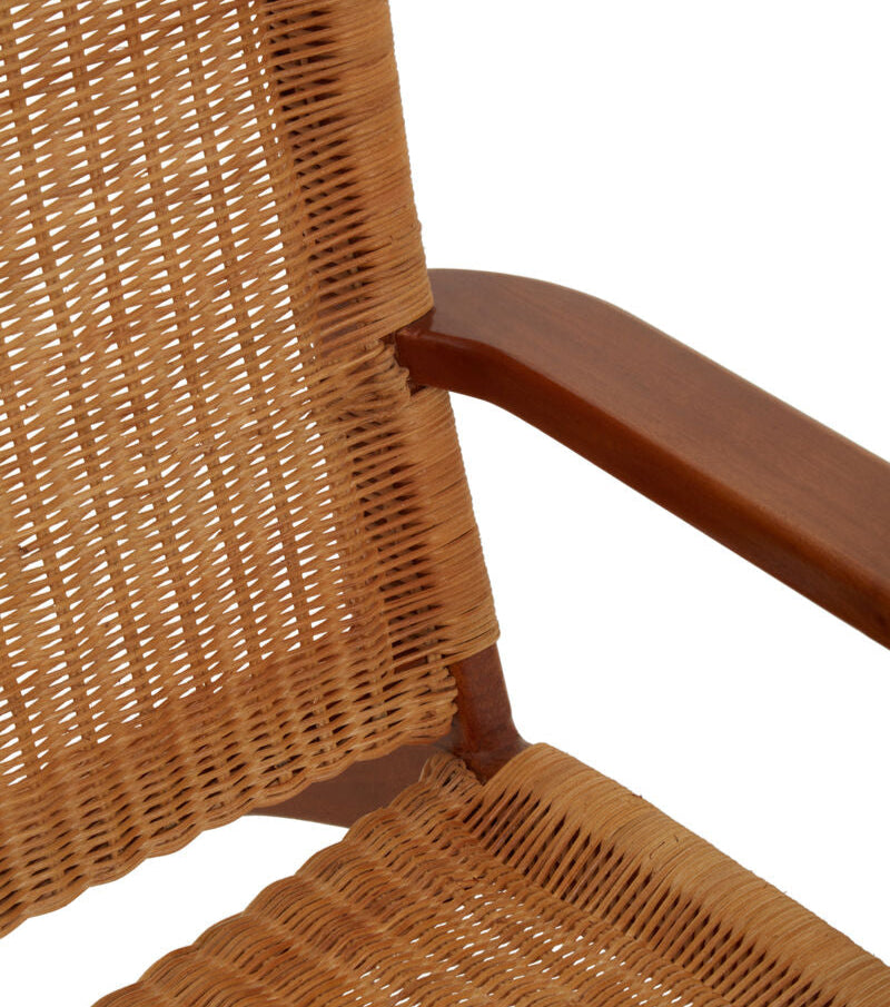 Java Brown Finish Natural Rattan Woven Chair