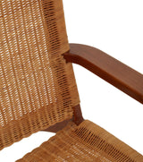 Java Brown Finish Natural Rattan Woven Chair