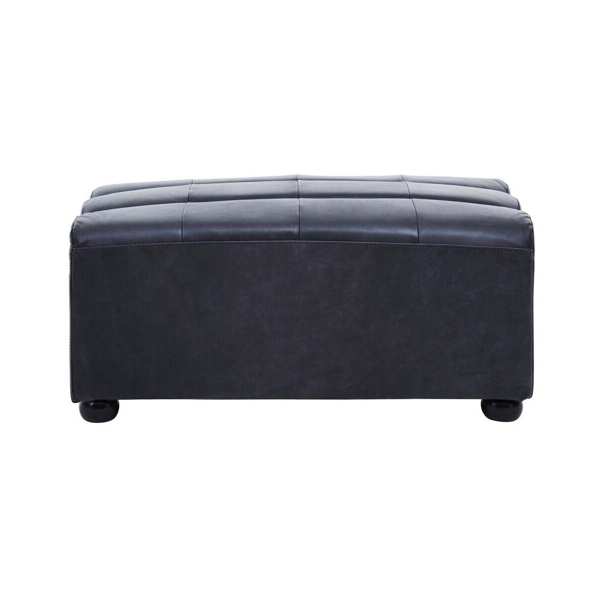 King Distressed Slate Leather Ottoman