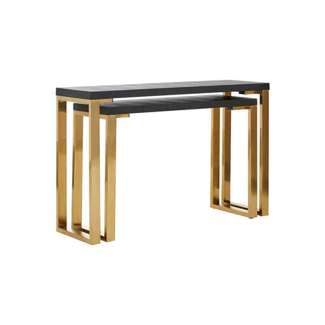 Cardoba Set Of Two Black Shagreen Top Console Tables