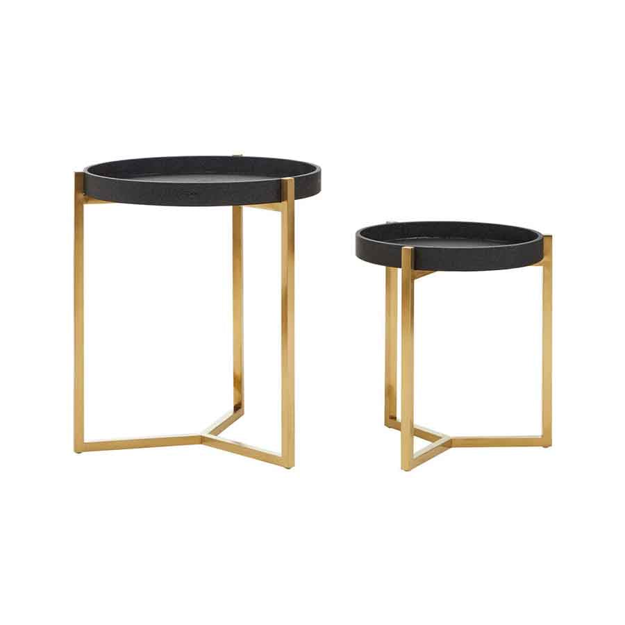 Cardoba Set Of Two Black Shagreen Tray Tables