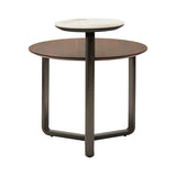 Imperia 2 Tier Round Veneer and Ceramic Coffee Table