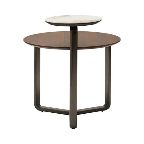 Imperia 2 Tier Round Veneer and Ceramic Coffee Table