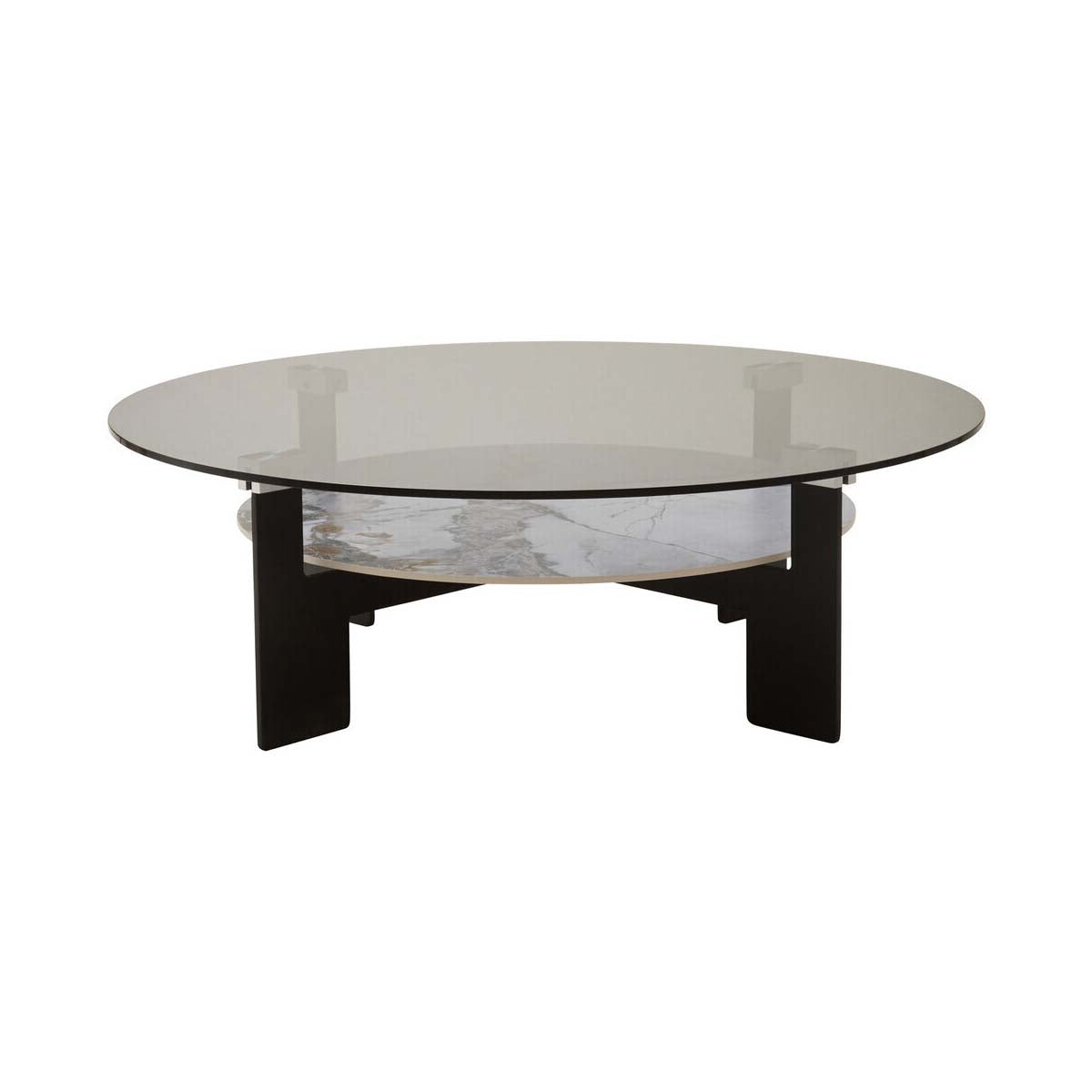Imperia Round Grey Glass And Ceramic Large Coffee Table