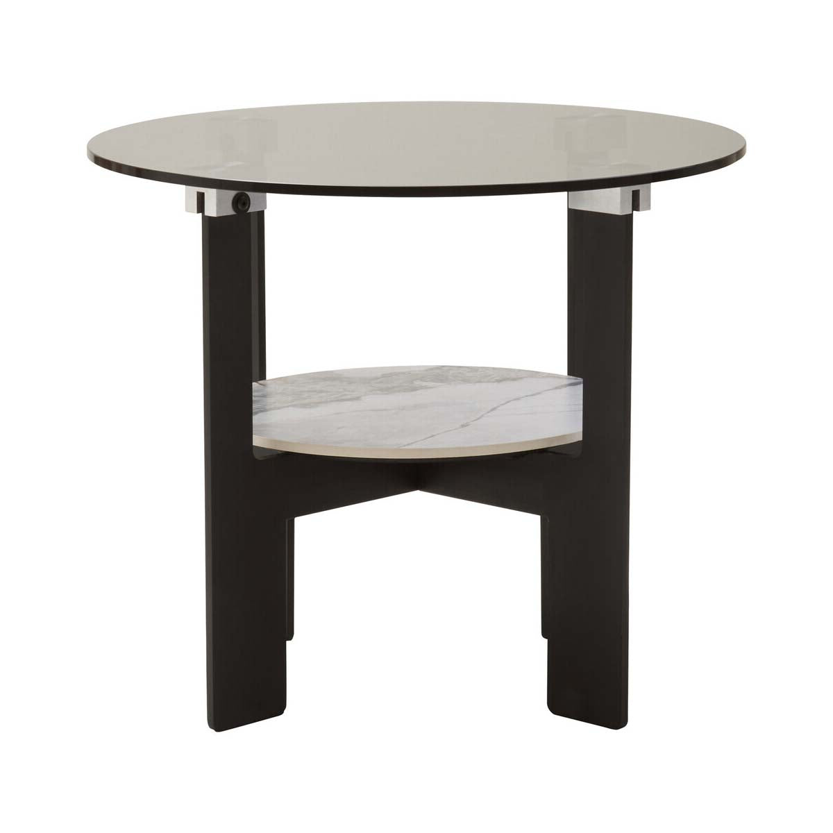 Imperia Round Grey Glass And Ceramic Small Coffee Table