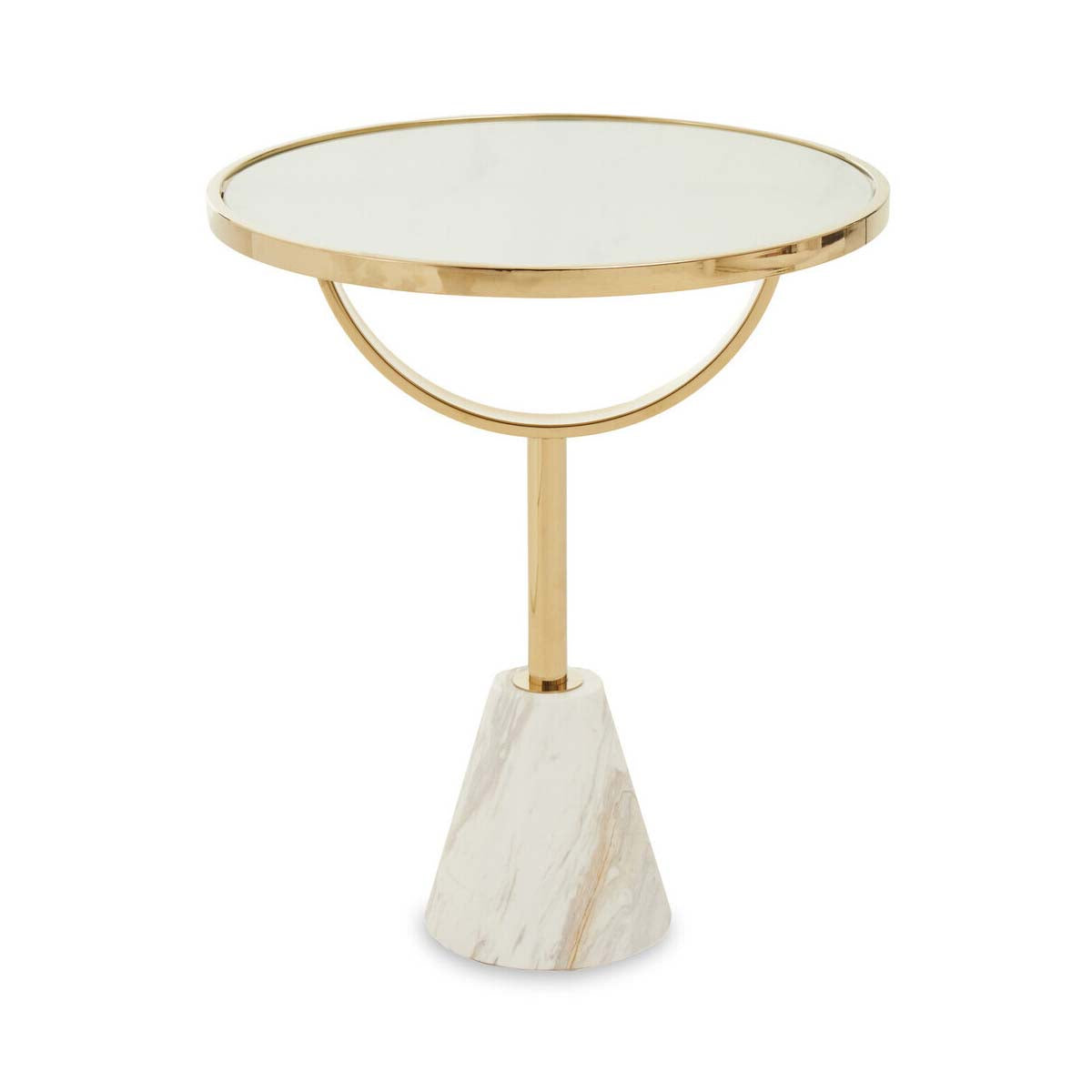 Oria White Glass and Marble Base Side Table