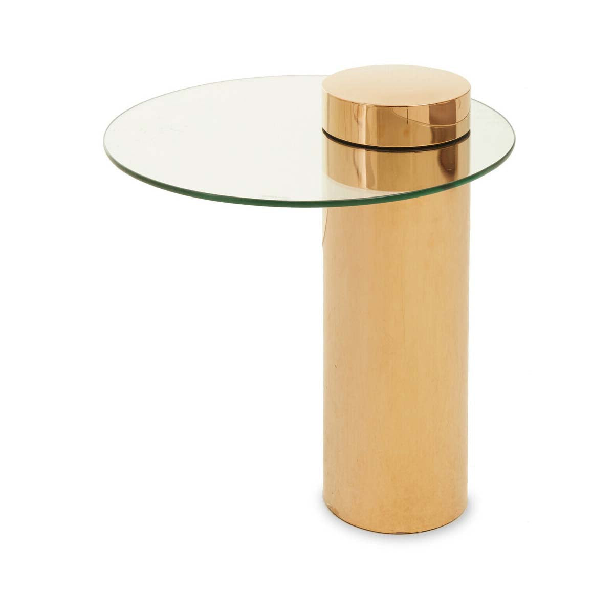 Oria Clear Glass Rose Gold Base Side Table