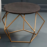 Varana Round Marble Top Coffee Table With Gold Finish Frame