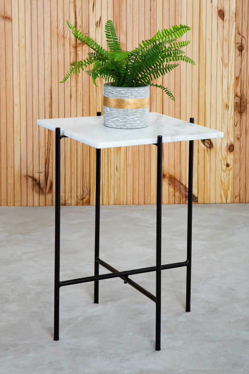 Mandoli White Marble Side Table