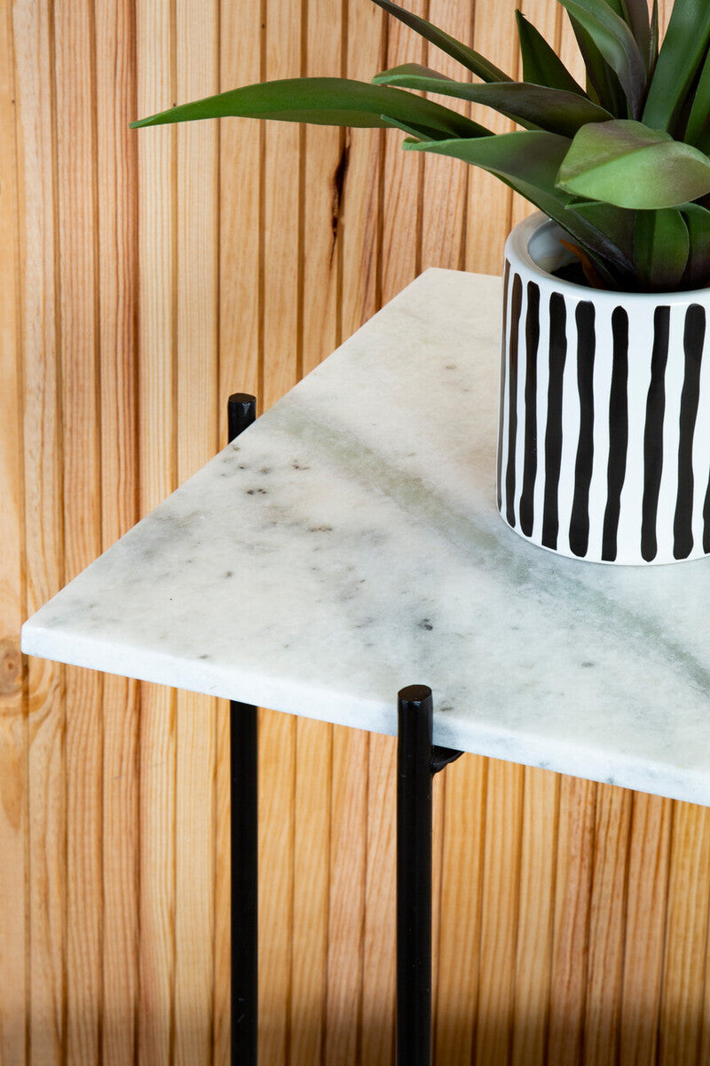 Mandoli White Marble Side Table