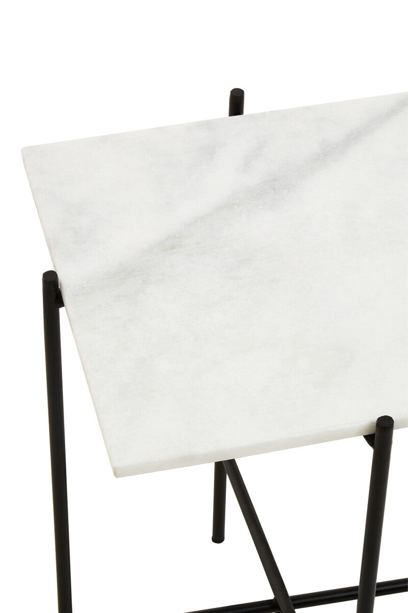 Mandoli White Marble Side Table