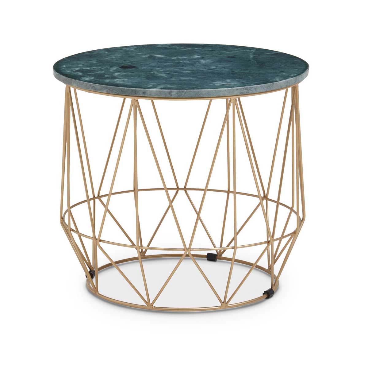 Mandoli Green Side Table With Gold Frame