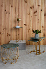 Mandoli Green Side Table With Gold Frame