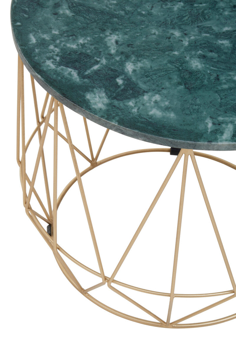 Mandoli Green Side Table With Gold Frame