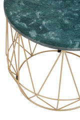 Mandoli Green Side Table With Gold Frame