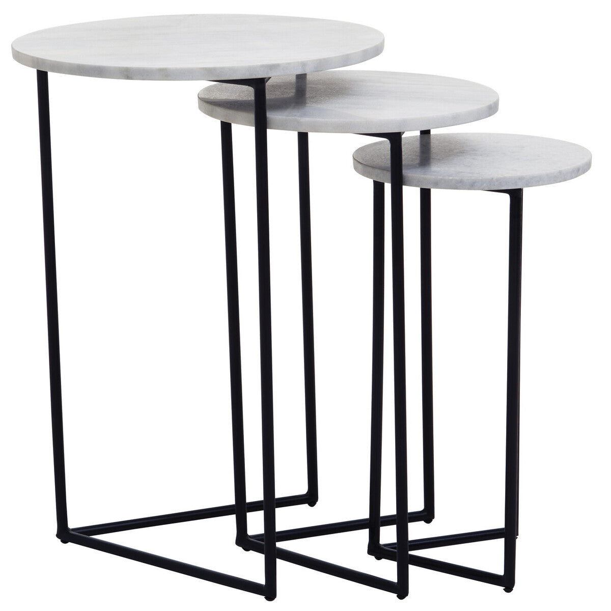 Mandoli Nest Of 3 White Marble Side Tables