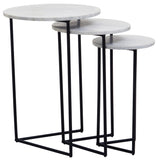 Mandoli Nest Of 3 White Marble Side Tables