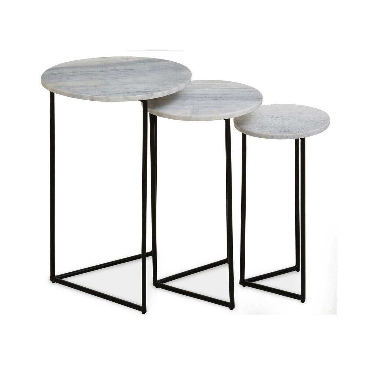 Mandoli Nest Of 3 White Marble Side Tables