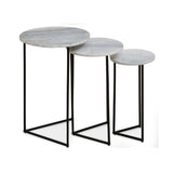 Mandoli Nest Of 3 White Marble Side Tables