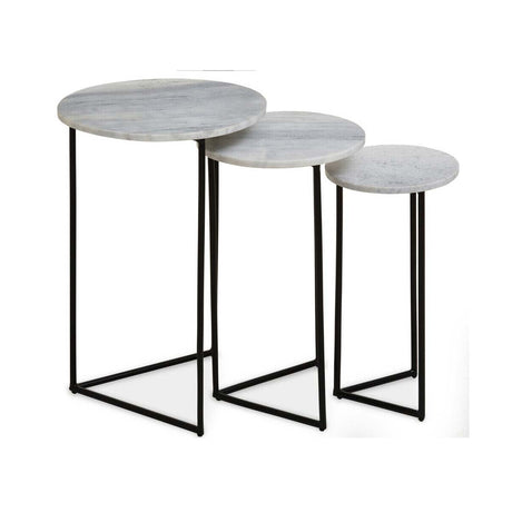 Mandoli Nest Of 3 White Marble Side Tables