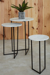 Mandoli Nest Of 3 White Marble Side Tables