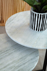 Mandoli Nest Of 3 White Marble Side Tables