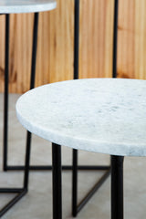 Mandoli Nest Of 3 White Marble Side Tables