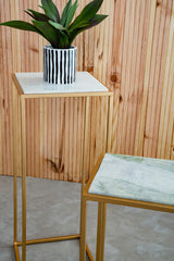 Mandoli Nest Of 2 White Marble Top Square Side Tables