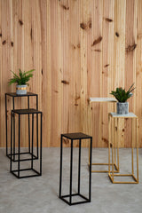 Mandoli Nest Of 2 White Marble Top Square Side Tables