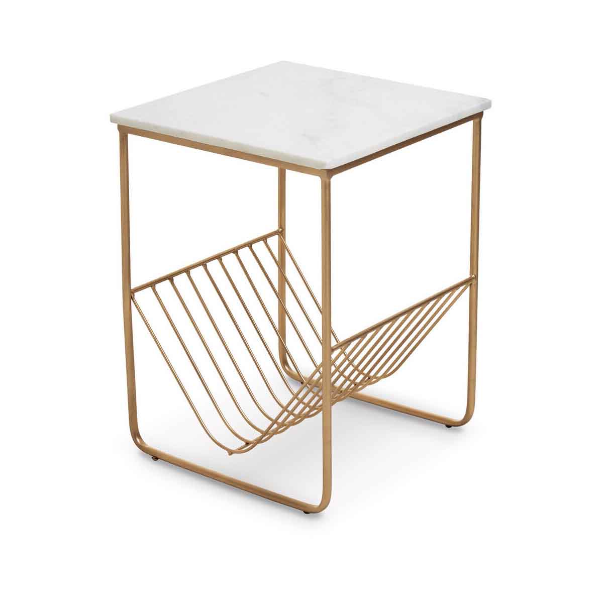Mandoli White Marble Rack Side Table