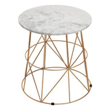 Mandoli White Marble Round Side Table
