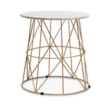 Mandoli White Marble Round Side Table