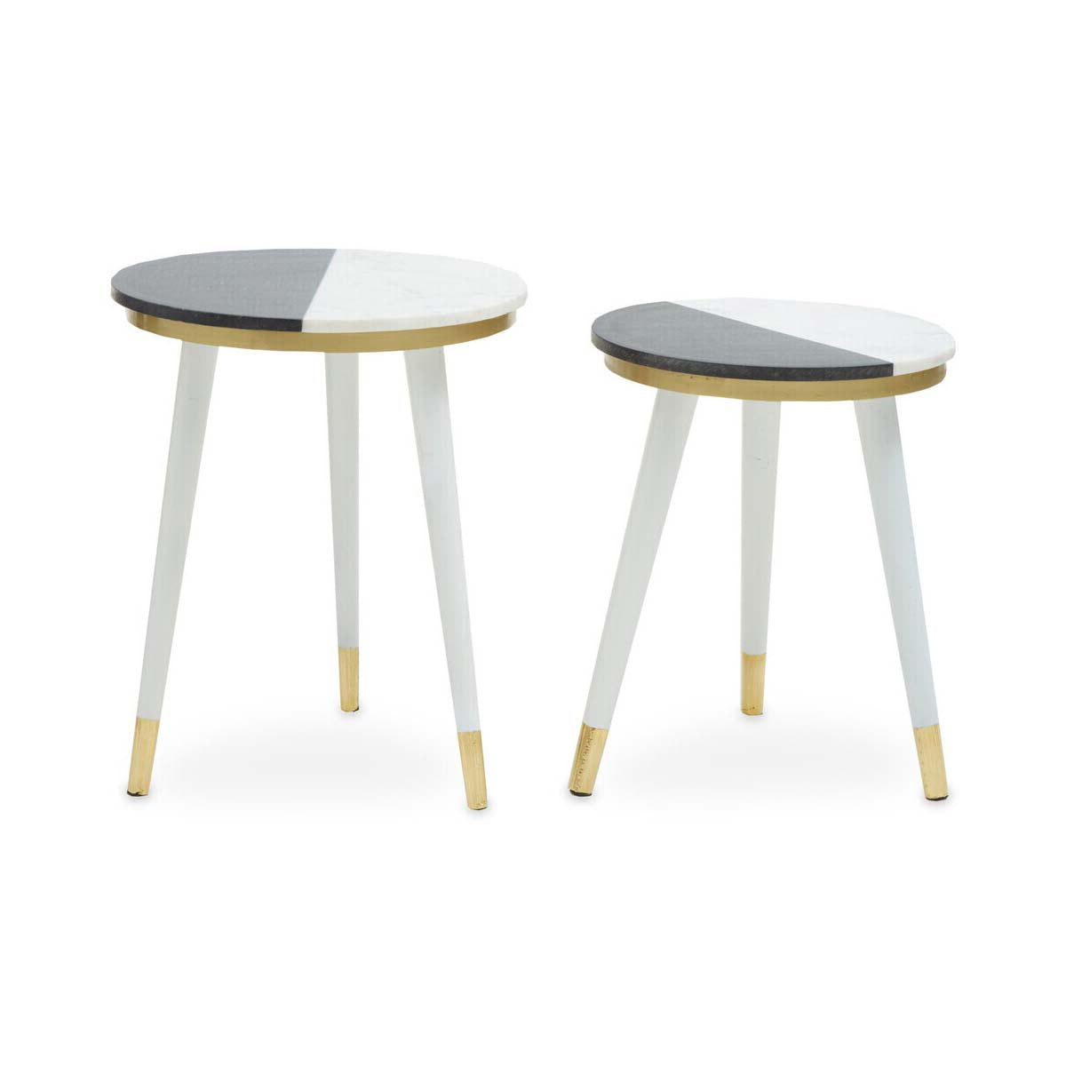 Nirav Black And White Marble Side Table