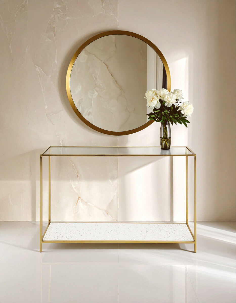 Novi Glass And Gold Frame Console Table