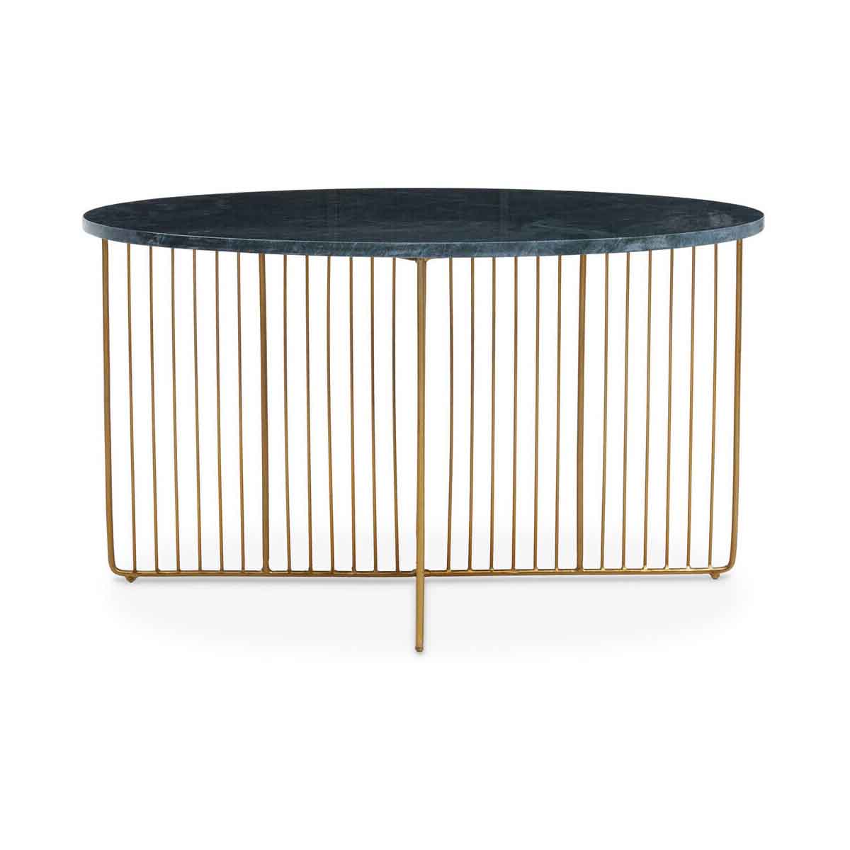 Nirav Green Marble And Gold Frame Coffee Table