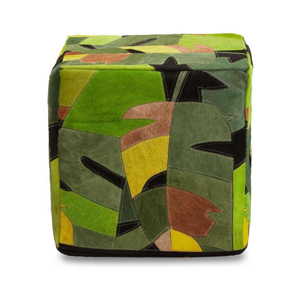 Safira Botanical Leather Pouffe