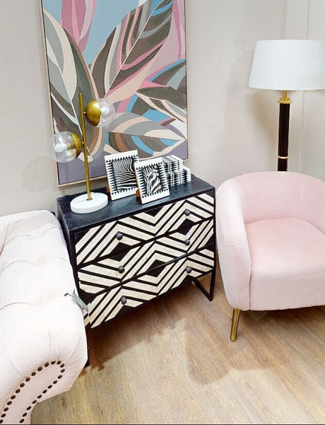 Fusion Three Drawer Chest with Bone Inlay