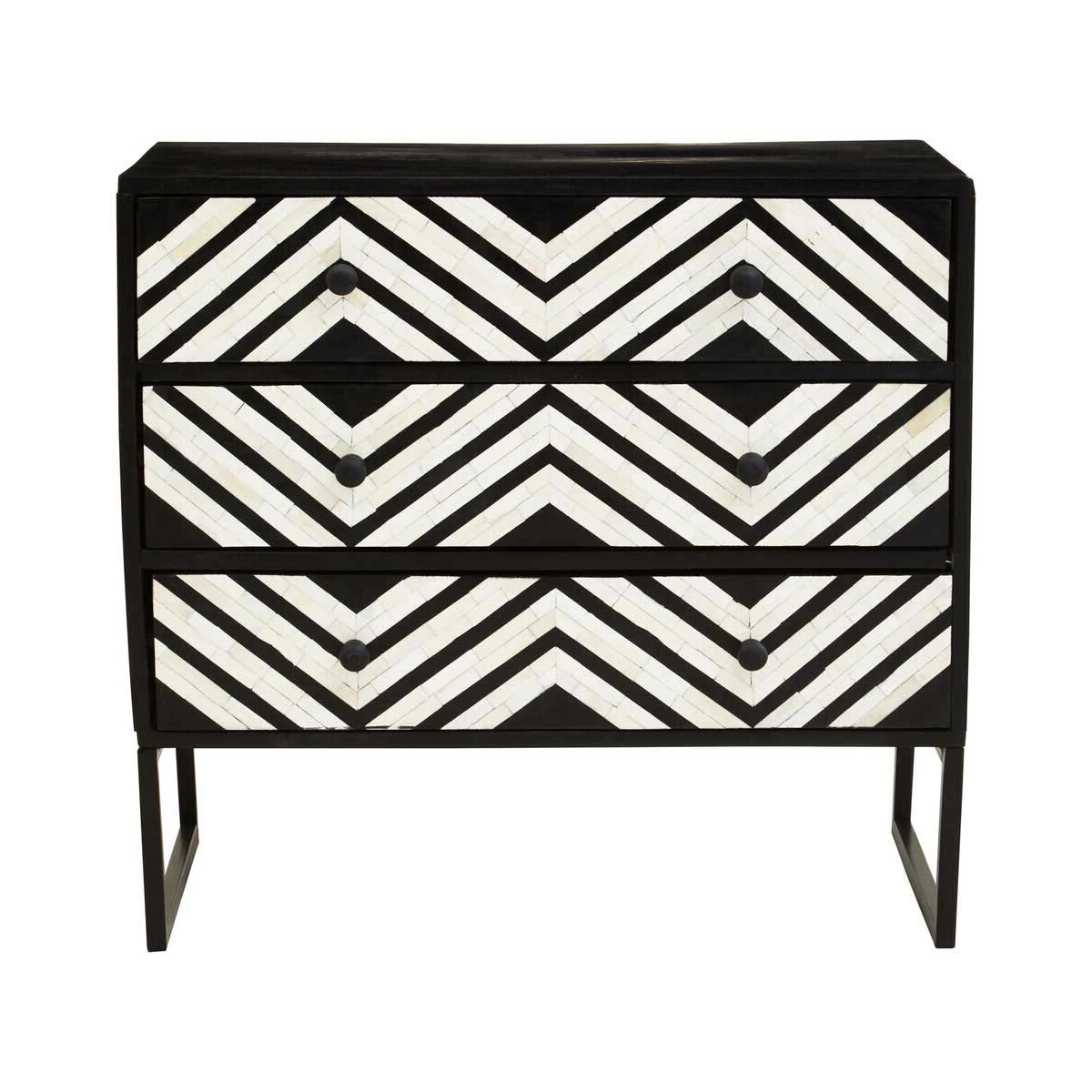 Fusion Three Drawer Chest with Bone Inlay