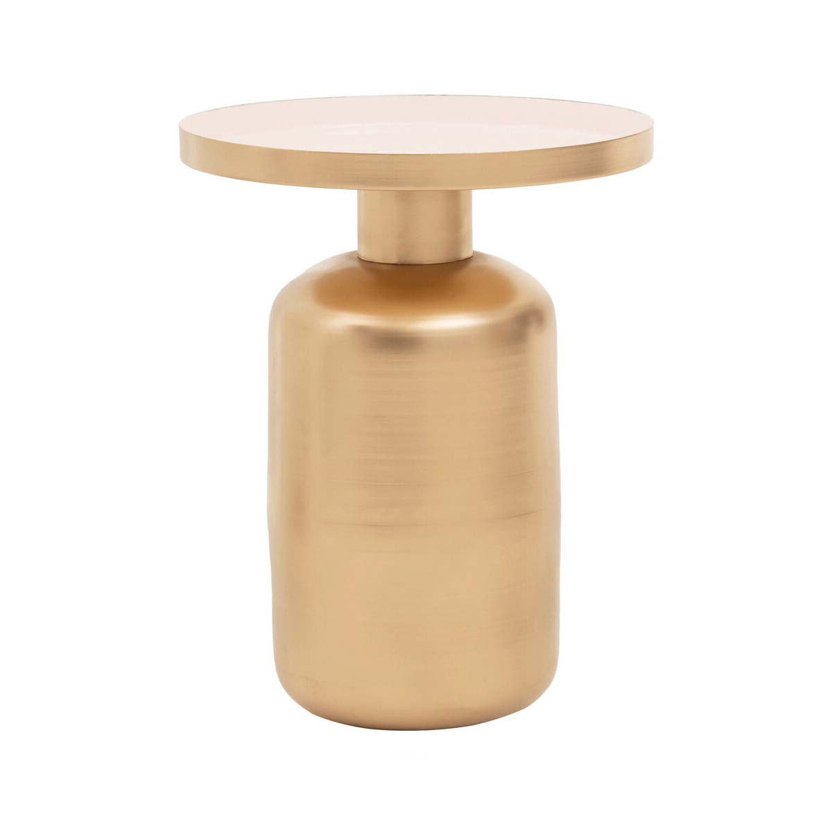 Amira Off White Enamel Top Matte Gold Base Side Table